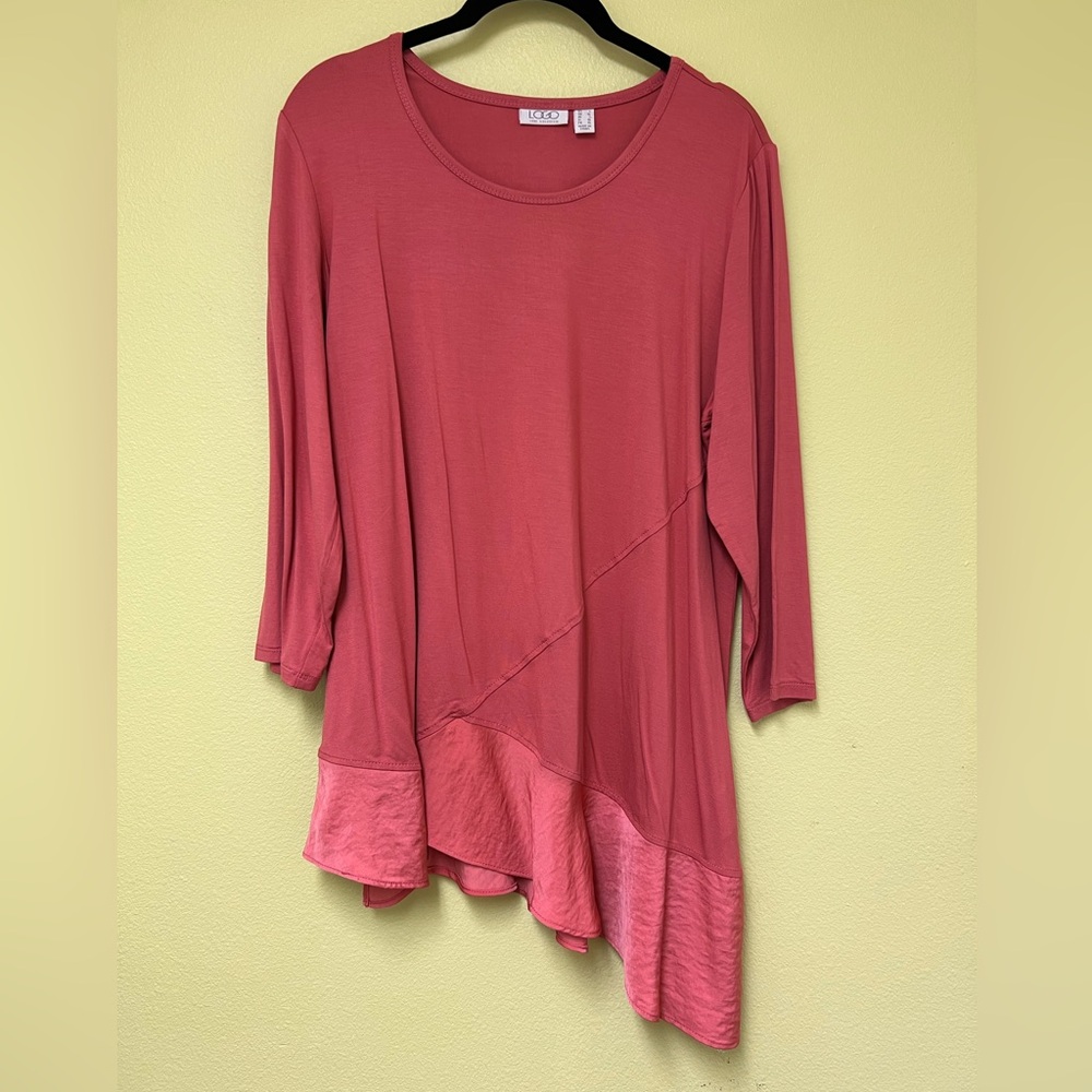 LOGO by Lori Goldstein Rose Asymmetrical Tunic - Picture 1 of 7